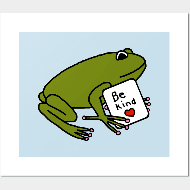 Green Frog Says Be Kind Wall Art by ellenhenryart